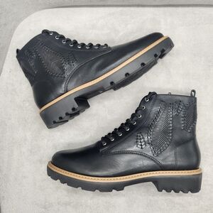 Brioso Ankle Boots 10 Black Leather Hazel Embroidered Biker Bohochic New $170